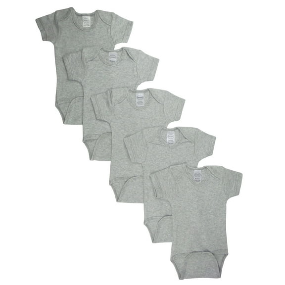 Newborn Bodysuit Set - 5 Pack Soft Cotton One Piece Baby Clothes - Grey Infant Essentials