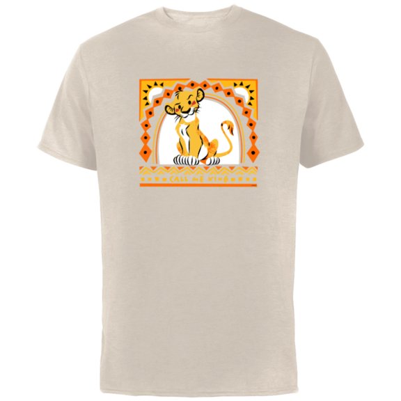 Disney The Lion King Simba Call Me King - Short Sleeve Cotton T-Shirt for Adults - Customized-Natural