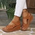 thumbnail image 6 of Viluyesy Womens Wedge Sandals, Wide Width Open Toe Floral Ankle Strap Comofortable Summer Walking Shoes Brown US7.5, 6 of 9