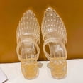 thumbnail image 7 of oqasdz Women Slippers Summer On Sandals with Pointed Toe Mid Heel Hollow Toe Wrap Stylish Jelly Summer Casual Wear,Yellow, 7 of 7