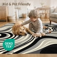 thumbnail image 4 of ODIKA 5'x7' Washable Area Rug Modern Marbled With Boho Swirling Vein Motif Accents Abstract Flowing Dynamic for Guest Room, Lounge, Apartment, Non-Slip Low Profile, Stain Resistant, 4 of 7