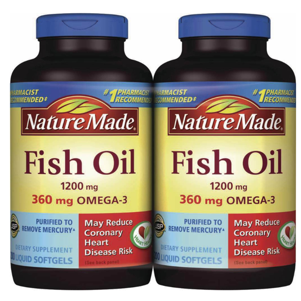 Nature Made 1,200mg Fish Oil Liquid Softgels, 2 pk./200 ct. Walmart