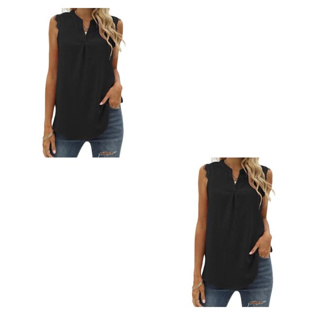 Blusa Sin mangas para mujer Minnieouse Chaleco para niñas Top de verano Negro XXL 2piezas