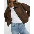 thumbnail image 6 of PRETTYGARDEN Women's Faux Suede Cropped Jacket Casual Fall Fashion Button Down Winter Coats Outerwear Trendy Clothes, 6 of 9