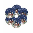 thumbnail image 7 of 13 Inch Round Placemats Set of 6, Navy Blue Christmas Non Slip Heat Insulation PP Table Mats, Snowman Xmas Snowflake Botanical Tree Washable Place Mats for Kitchen Dining Party Table Decor, 7 of 7