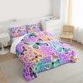 thumbnail image 3 of Homewish Glitter Dreamy Butterfly Queen Comforter Set, Fashion Purple Leopard Print Bedding Sets, Teens Girls Bedding Comforter Set, Breathable Home Decor, 3pcs, 3 of 8