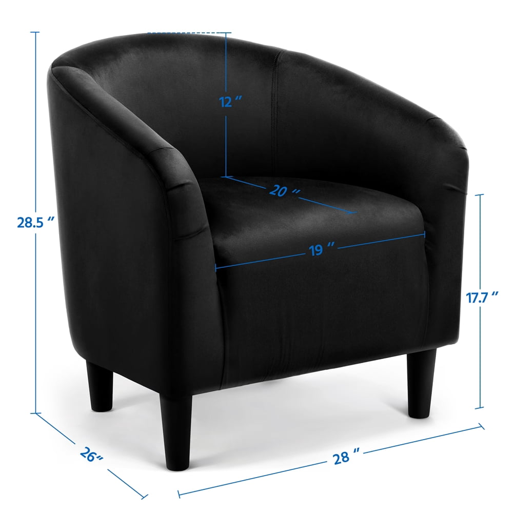 Alden Design Upholstered Barrel Accent Chair for Livingroom, Black Velvet