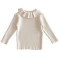 thumbnail image 2 of WRKEKC Little Girl Sweaters Toddler 18 Monts-8 Years Long Sleeve Ruffle Collar Solid Color Ribbed Knit Warm Winter Pullover Multiple Colors, 2 of 3