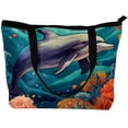 thumbnail image 2 of Dolphin Canvas Leather Mix Hand-held Bag - Twill Sponge Jeanette - 30x10.5x39cm 11.8x4.1x15.4in, 2 of 5