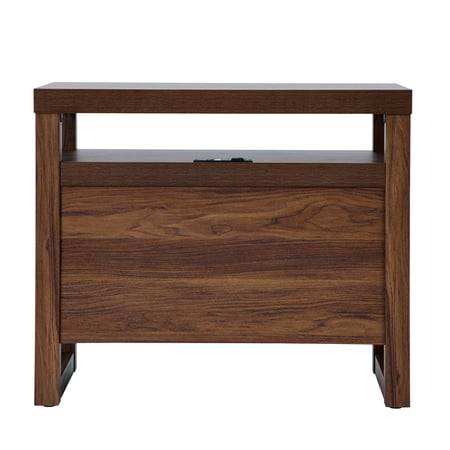 BETTER HOMES & GARDENS EZRA 2-DRAWER NIGHTSTAND WITH USB, WALNUT FINISH