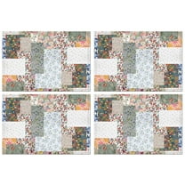 Pioneer Flower Floral Print Pattern Summer Placemats Table Placemats Set Of 4-Linen Kitchen Washable Placemats Table Mats 12x18 Inch Non-Slip Heat Resistant