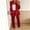 Wine, variant on Floleo Women Shiny Satin Lapel Long Sleeve Blazer Elastic High Waist Straight Pocket Pants 2 Piece Elegant Business Party Matching Suit Set