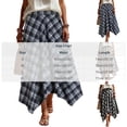 thumbnail image 3 of PBFRDSJ Women's Plaid Maxi Skirts A Line Vintage Trendy Beach Skirts Asymmetrical Hem Daily Going Out Casual Skater, 3 of 7