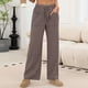 thumbnail image 2 of Amzcrzy Pantalones Mujer A Rayas Informales Cintura Alta Cordón Elástico Tipo Bóxer Cómodos Holgados Anchos Con Bolsillos Tallas S-2XL Beige, 2 of 8