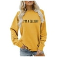 thumbnail image 2 of Bmisegm Women Casual Crew Neck English Letters Im A Printed Womens Sweatshirts Hoodless Hoodie for Wear Yellow S, 2 of 3