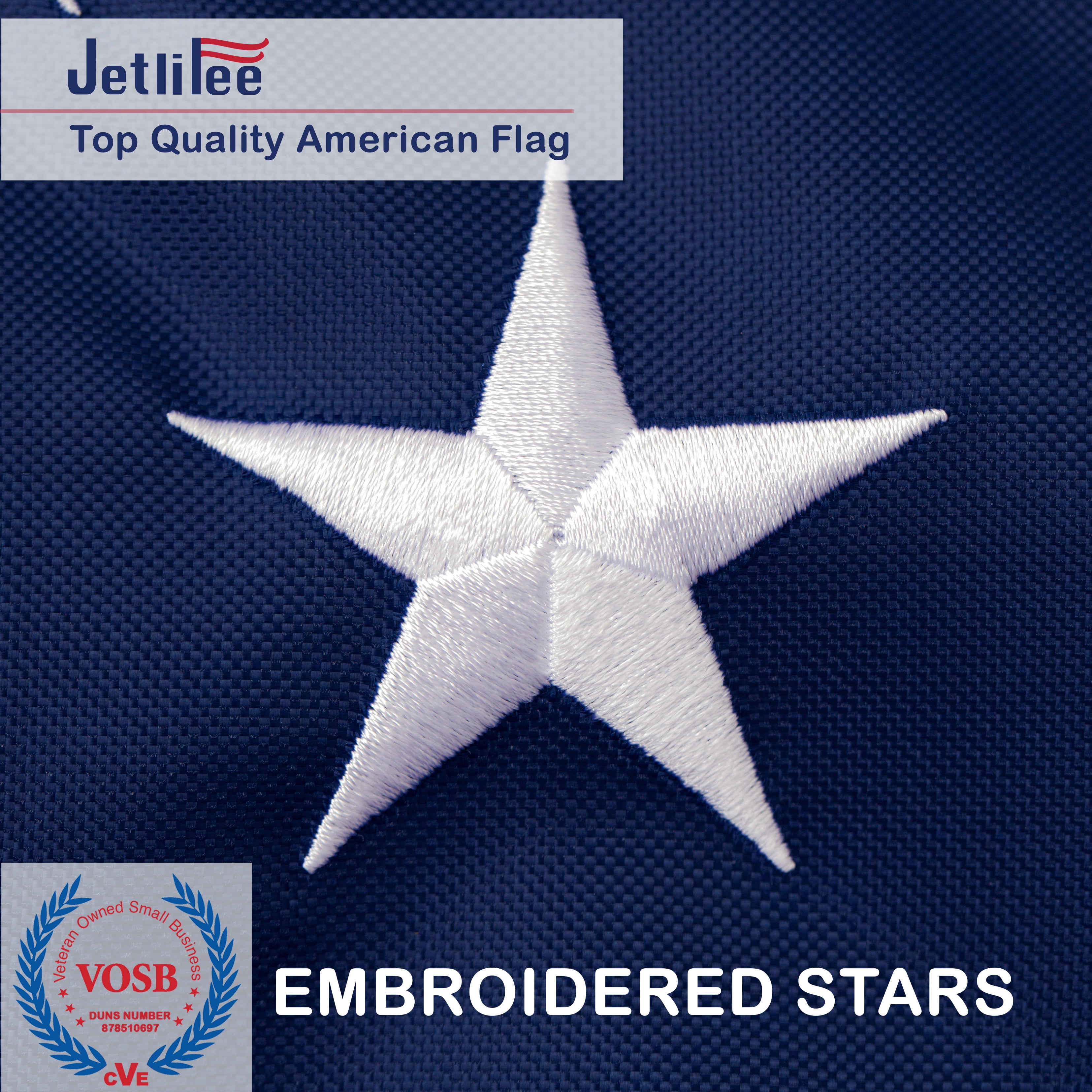 Jetlifee 8x12 Ft US Flag 210D Polyester American Flag Emboridered Stars, Sewn Stripes, Deluxe Fast-Dry, All-Weather USA Flag for Indoor and Outdoor