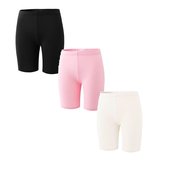 Girls Bike Shorts 3 Pack Toddler Biker Shorts Soft Stretchy Cartwheel Undershorts for Under Dresses and Dance, 7-8 Years