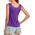 thumbnail image 4 of QUINDOS Womens Tank Tops 2 Pack Casual Summer Camisoles for Women Pack Crew Neck MultiPack Strap Sleeveless Shirts Tops Solid Color Loose Fit Undershirts, 4 of 8