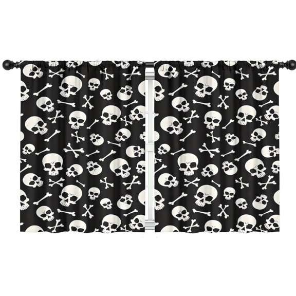 Blackout Kids Curtains,Halloween Skull Crossbones Pattern Childrens Insulated Curtains Set Of 2,Bedroom Essentials,Toddler Room Decor 42"x54"