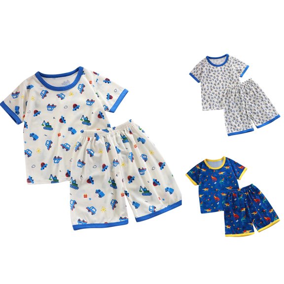 Asxite Toddler Summer Outfits Floral Short Sleeve Crew Neck Top and Shorts Set 0-12Y