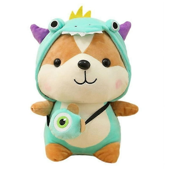 (green)Creative transformation squirrel plush toy cartoon dinosaur elk doll unicorn childrens doll gift for girls