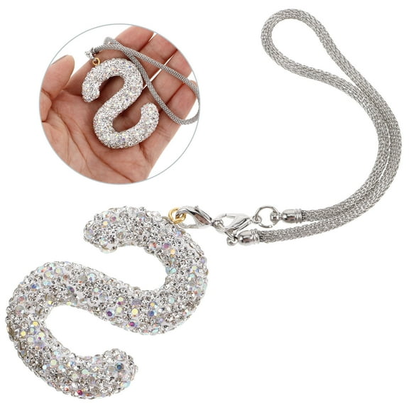 MLINS Women Car Letter Charm Rhinestone Rearview Mirror Decor Cute Crystal Pendant Car Decoration Rhinestone Interior Accessories