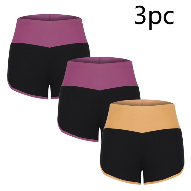 Puntoco Pantalones cortos casuales para mujer, 3 piezas, moda para mujer, cintura elástica, pantalones cortos casuales de verano con retazos para salir