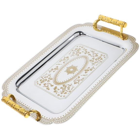 IFANLANDOR 1Pc Golden Steel Tray For Fruit Plate And Food Storage In European Style Design