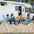 thumbnail image 4 of Garvee Outdoor Rug 9'x18' Abstract Plastic Area Rug Waterproof Reversible Outdoor Carpet, Plastic Straw Rug for Patio RV Camping Balcony Deck Backyard, Coffee, 4 of 8