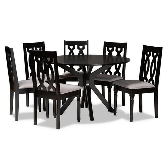 Bowery Hill Grey and Dark Brown Finished Wood 7-Piece Dining Set