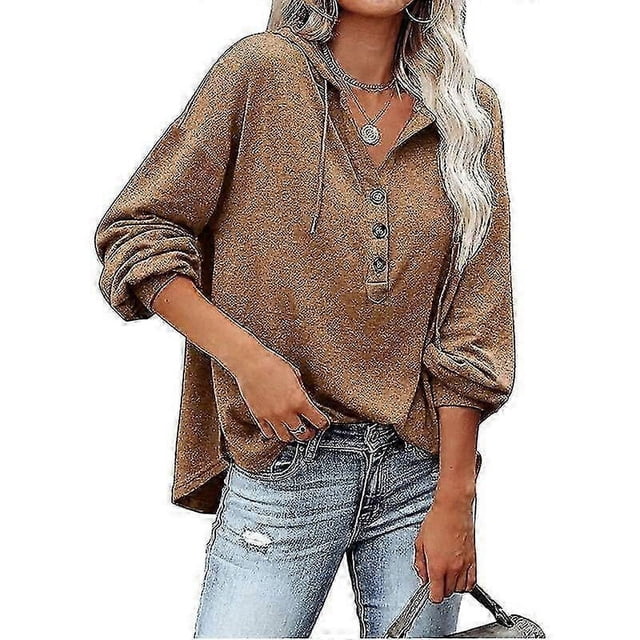 Suéter holgado de manga larga con cuello en V para mujer 2023 Chaqueta deportiva con capucha para mujer