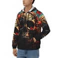 thumbnail image 3 of Wukai Artistic Flower Butterfly Skull Print Men's Zip-Up Hoodie,Fleece Full-Zip Hoodie for Men, Hooded Sweatshirt-XX-Large, 3 of 5