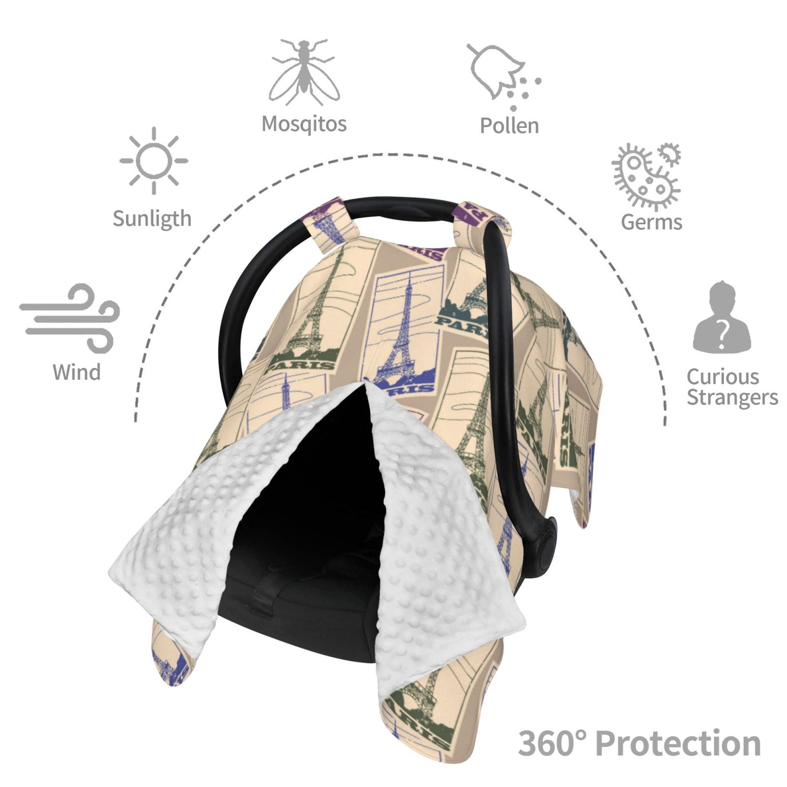 Car Seat Cover Baby - Eiffel colorful Tower Breathable Infant Car Seat Cover for Baby Carseat, Lightweight Comfort Baby Essentials Must Haves Newborn Stuff for Girl Boy