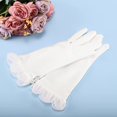 thumbnail image 5 of PIKADINGNIS Women Bridal Wedding Gloves Satin Short Opera Gloves Pearl Wrist Banquet Dress Gloves Fancy Party Floral Gloves, 5 of 6