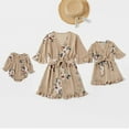 thumbnail image 2 of IBTOM CASTLE Mommy and Me Dresses Outfits Floral Sling Family Matching Romper V Neck Clothes Suit Set for Mother and Daughter XL Khaki Floral, 2 of 8