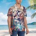 thumbnail image 2 of Cauagu Vibrant Leopard In Flowers Print Hawaiian Shirt for Men,Casual Short Sleeve Button Down Shirts Summer Beach Men's Regular-Fit Short-Sleeve Print Shirt -XX-Large, 2 of 6