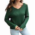 thumbnail image 2 of Women'S Casual V Neck Long Sleeve Chunky Knit Off Shoulder Pullover Tops Fashion 2025, 2 of 9