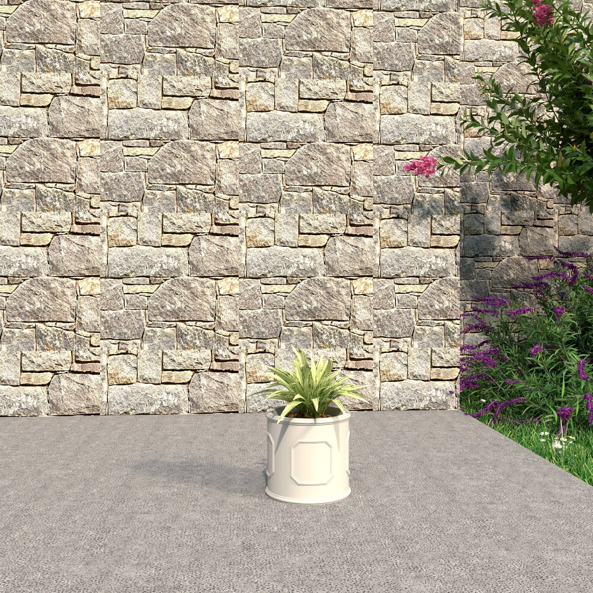 LeisureMod Meadow Fiberstone and MGO Clay Planter, Mid-Century Modern Round Planter Pot for Indoor and Outdoor (White, 11 Inch)