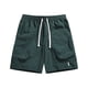 thumbnail image 1 of Pantalones cortos cargo informales de cintura media para hombre: poliéster liso, cordón, corte holgado, pantalones de baloncesto y fitness, para todas las estaciones, tallas M-XXXXL., 1 of 4