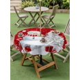 thumbnail image 3 of Outdoor Tablecloth with Umbrella Hole and Zipper, Red Christmas Round Table Cloth 60 Inch Waterproof Tablecloth, Snowman Snowflake Gifts Xmas Tree Picnic Table Cover for Patio Camping, 3 of 7