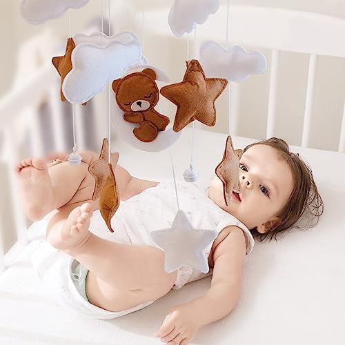 HYPERLIVING Baby Crib Mobile - Bear Mobile for Crib, Felt Cloud Nursery for Boys and Girls, Baby Bassinet Mobile Toy - Shower Set for Infant Bedroom Hanging Decoration