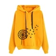 thumbnail image 4 of IROINNID Women's Long Sleeve Sweatshirt Mid-Length Print Leisure Sweatshirt Tops Drawstring Lightweight Tops, Yellow, 4 of 7