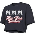 thumbnail image 2 of Women's Majestic Threads Navy New York Yankees Boxy Crop T-Shirt, 2 of 3