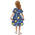 thumbnail image 4 of Starry Sky Star Pattern Girls Short Sleeve Dress A Line Sun Protection Breathable Comfort Sundress 7-8T, 4 of 8