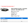 thumbnail image 2 of Right Headlight Assembly - Compatible with 2012 - 2016 BMW 328i F30 2013 2014 2015, 2 of 2