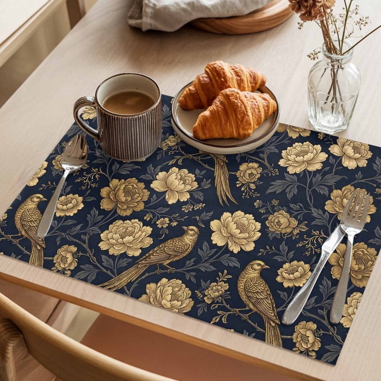 アンティーク雑貨 Victorian Printed Cotton Mats Set 4 Victorian