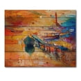 thumbnail image 3 of Designart 'Boats Near Coastal Town Resting On The Water III' Nautical & Coastal Print on Natural Pine Wood, 3 of 5