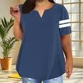 thumbnail image 2 of Htigea Plus Size Summer Tops for Women Casual V Neck T Shirts Trendy Loose Tees Fashion Short Sleeve Tunics Navy,XL, 2 of 6