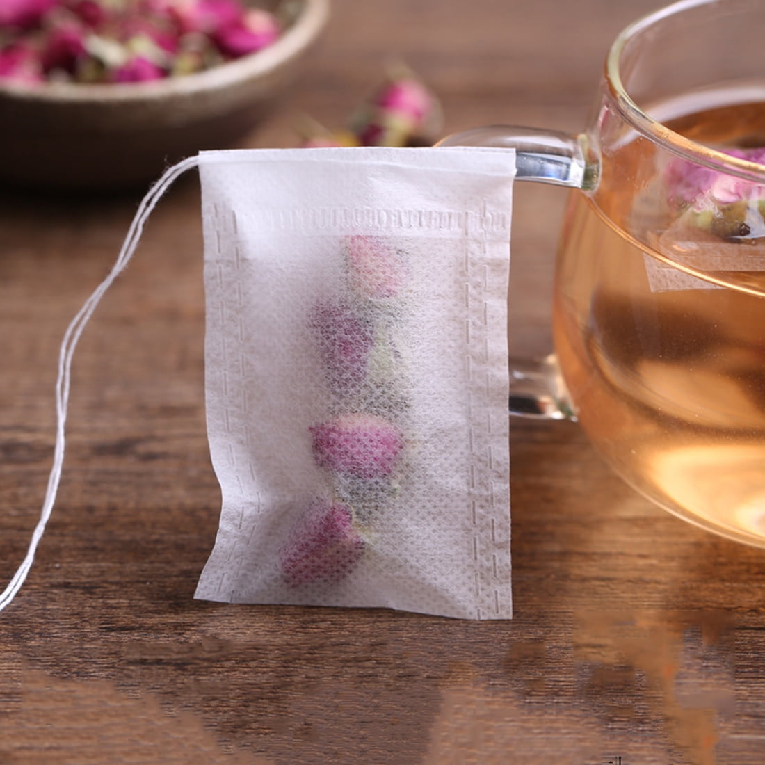 100Pcs Nonwoven Fabric String Seal Tea Bag Filter Home Brew Tea Fruit