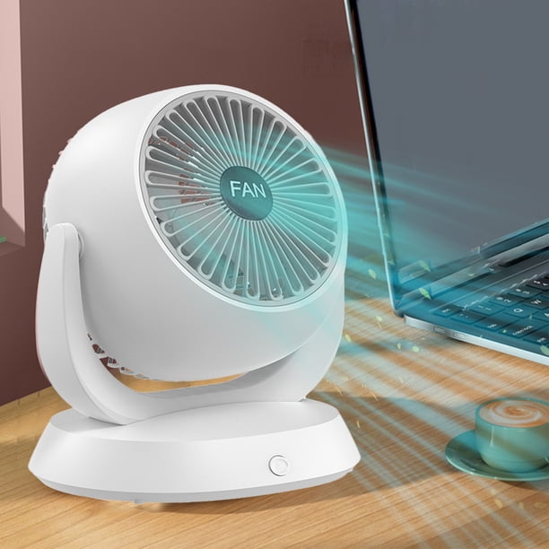 Hogar y cocina, Ventilador, Ventilador de mesa, Ventilador de escritorio recargable con batería y LED, Ventilador de mesa silencioso para el hogar, Inclinación ajustable de 90°, 3 velocidades, Ventila